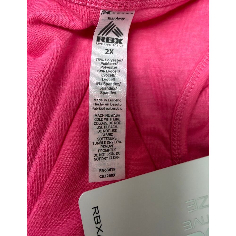 RBX Active Womens Pink Tank Top 2X Plus Size Workout Gym Athletic Scoop NWT New - Picture 7 of 8